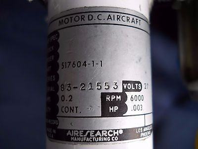 One (1) Airesearch Actuator Rotary 541594-3-1 (Alt.PN:104750-2-2)(Israel Yellow Tagged)
